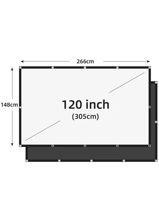 VEIDADZ 120" экран для проектора, черный фон, без складок, черный, фото 2