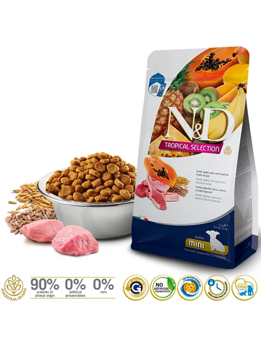 Сухой корм Farmina Tropical для собак, мелкие, щенки, ягненок, 1,5 кг, фото 2