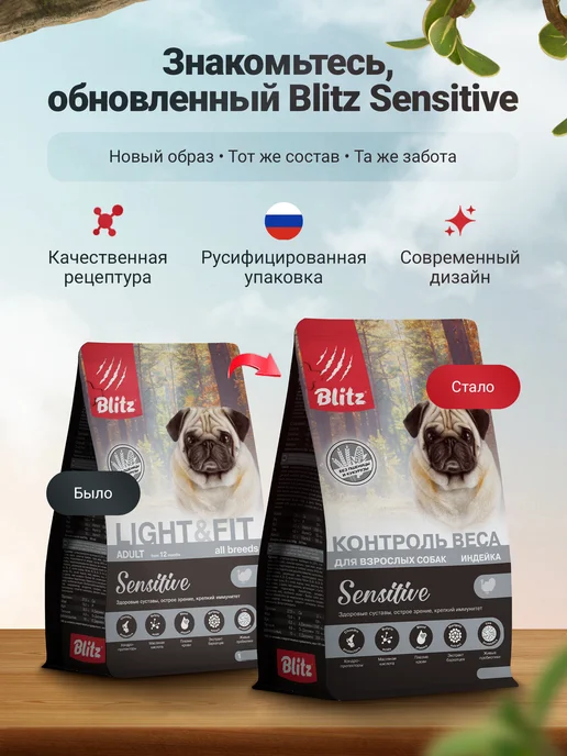 Сухой корм BLITZ Диетический для собак, индейка, 1,8 кг, фото 2
