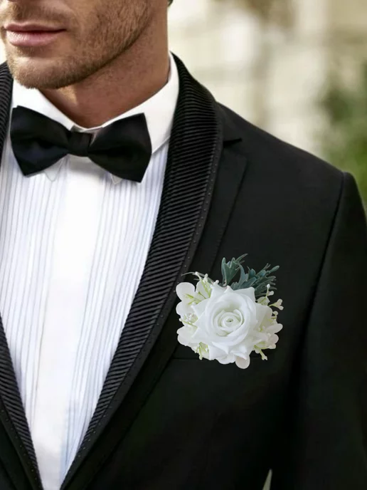 Lutik wedding Бутоньерка для жениха, бутоньерка для свидетелей, белый, фото 6