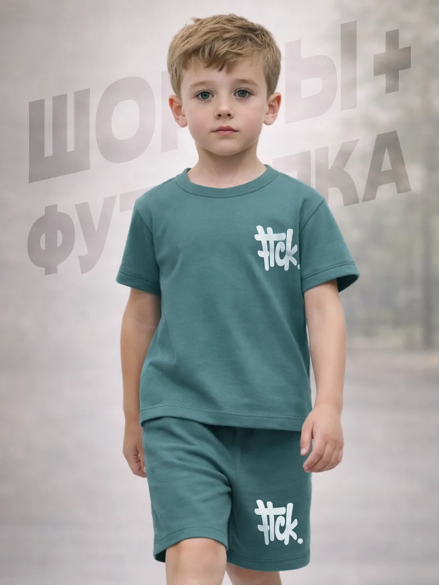 Комплект футболка и шорты для детей оверсайз