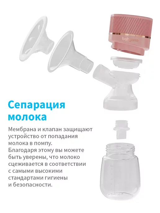 Babyono Молокоотсос электрический беспроводной трехфазный PICO, розовый, фото 6