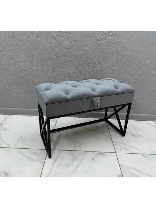 STEEL MEBEL design Банкетка в прихожую для обуви с ящиком, серый, фото 2