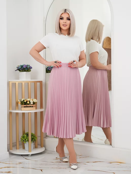 ARIANA dress Плиссированная юбка миди, розовый, фото 8