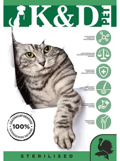Для стерилизованных кошек Индейка и Лосось 1кг K&D pet 236382411 купить за 1 425 ₽ в интернет-магазине Wildberries