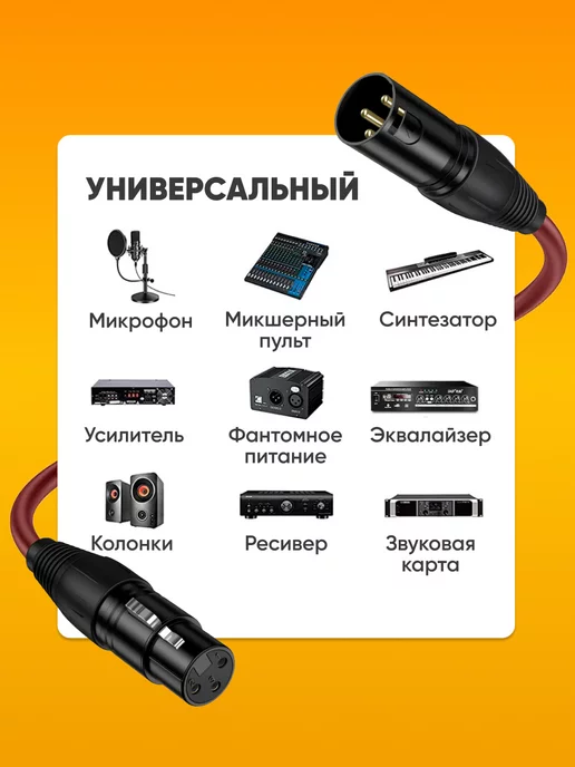 ABS Микрофонный кабель XLR m - XLR f 1.5м, 1,5 м, фото 2