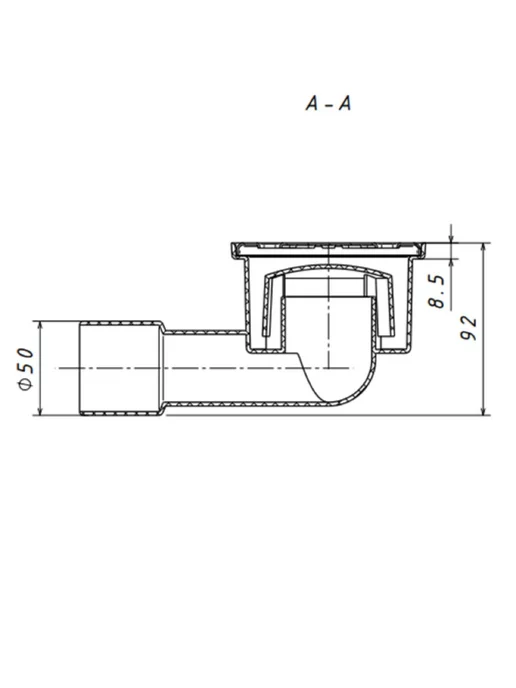 Aquamold Трап для душа горизонтальный с гидрозатвором 100х100мм, 100x100 мм, фото 3