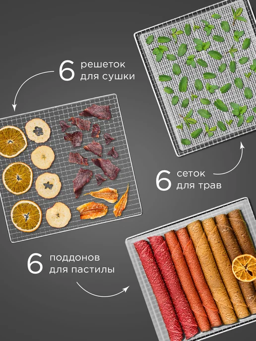 REDMOND Сушилка электрическая для овощей и фруктов, 6 уровней, 25 л, 25 л, фото 5