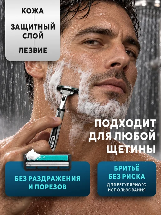 GILLETTE Кассеты для бритья мужские сменные 3 лезвия Slalom, 5 шт, 3 шт, фото 3