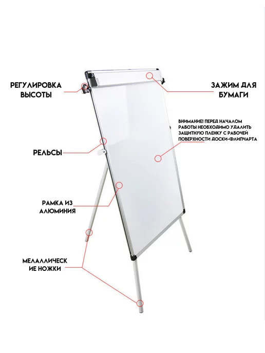 Флипчарт доска магнитно-маркерная 70x100см для записей, 70x100 см, фото 5