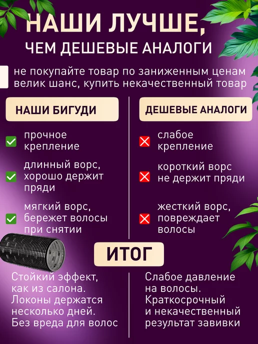 Frizzy Curls Бигуди липучки большие для объема волос локонов и челки, черный, фото 6