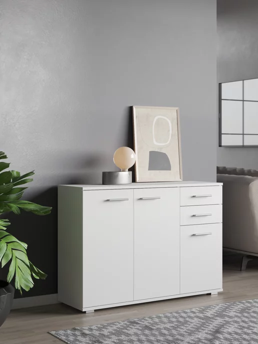 Home Kraft Комод NOVA, 3, Белый, белый, фото 2