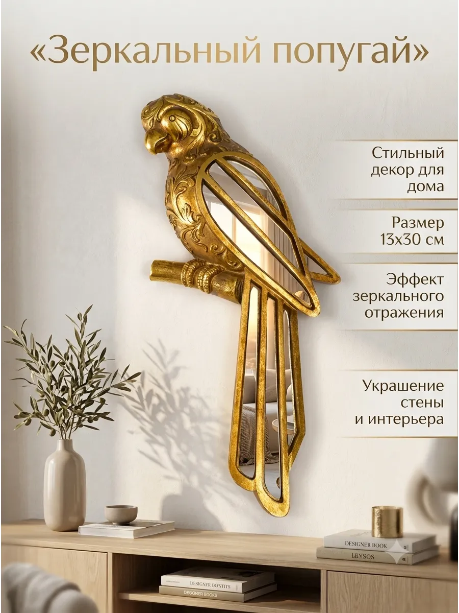 Панно на стену для интерьера Зеркальный попугай