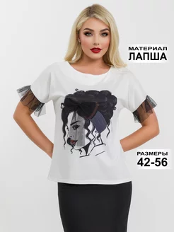 Блузка женская нарядная летняя белая с бантом и рисунком Baju 236587272 купить за 827 ₽ в интернет-магазине Wildberries