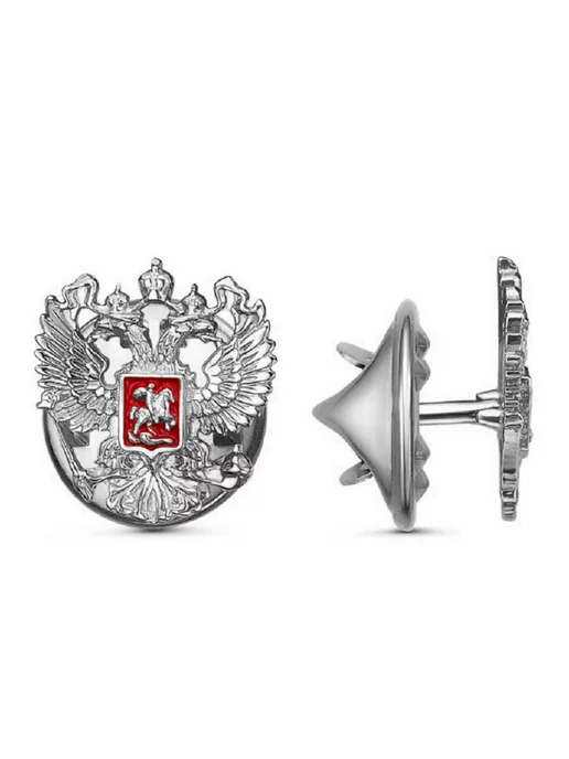 Серебряное облако Значок серебряный Герб России, серебро 925 пробы, серебристый, фото 3