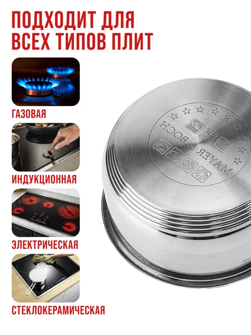 Ковш кухонный сотейник нержавейка 2 л - фото 5