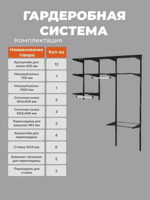 Титан-GS Гардеробная система GRD 156 см, титан, фото 3