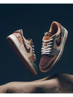 Кроссовки Air Jordan 1 Low Voodoo джорданы кеды Вуду