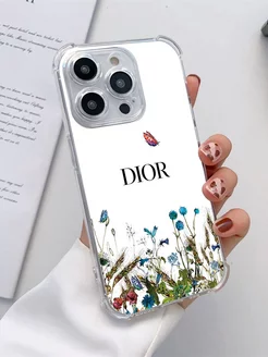 Чехол на iPhone 14 Pro Max с принтом Dior цвет белый