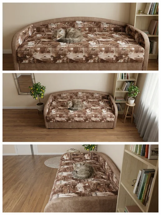 МебелПром Тахта-кушетка Юля 90 Люкс Пружина 69-88, бежевый, фото 2