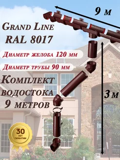 Водосток 9 м (коричневый RAL 8017) комплект Гранд Лайн GRAND LINE 236794767 купить за 9 251 ₽ в интернет-магазине Wildberries