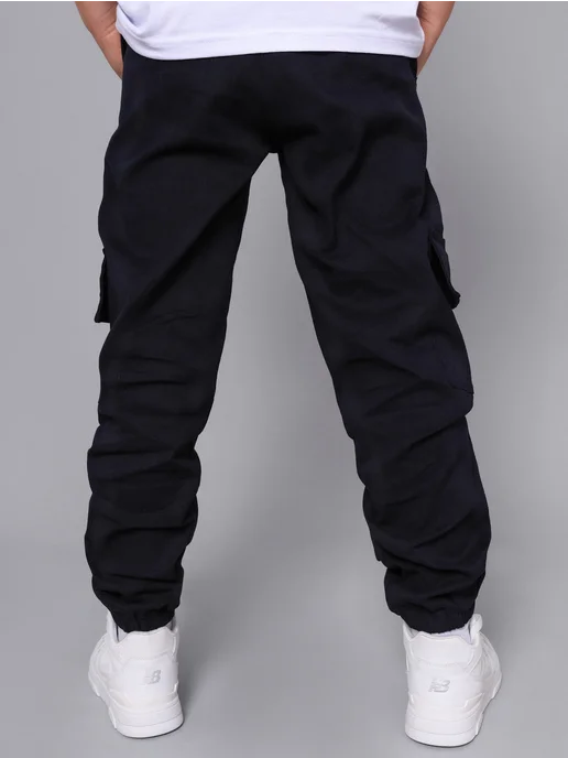 Iconicshop Джинсы для мальчика широкие на резинке, черный, фото 7