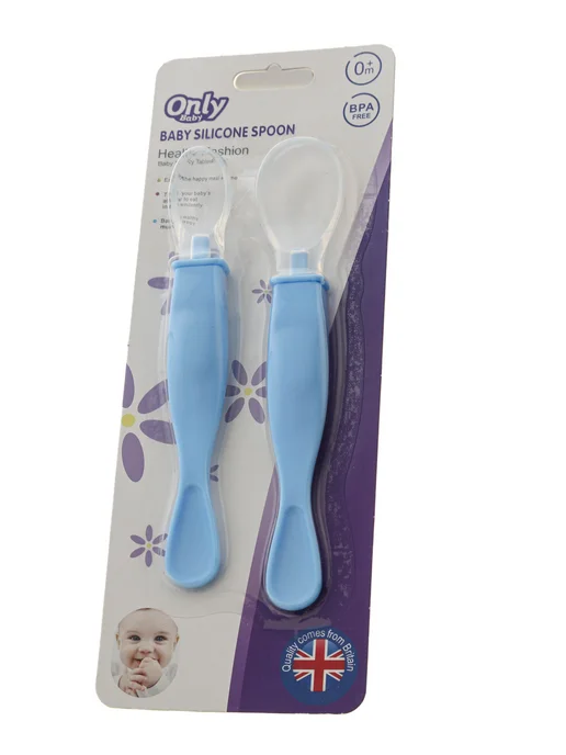 Kiidsy Силиконовая ложечка для прикорма с твердой ручкой 0+, синий