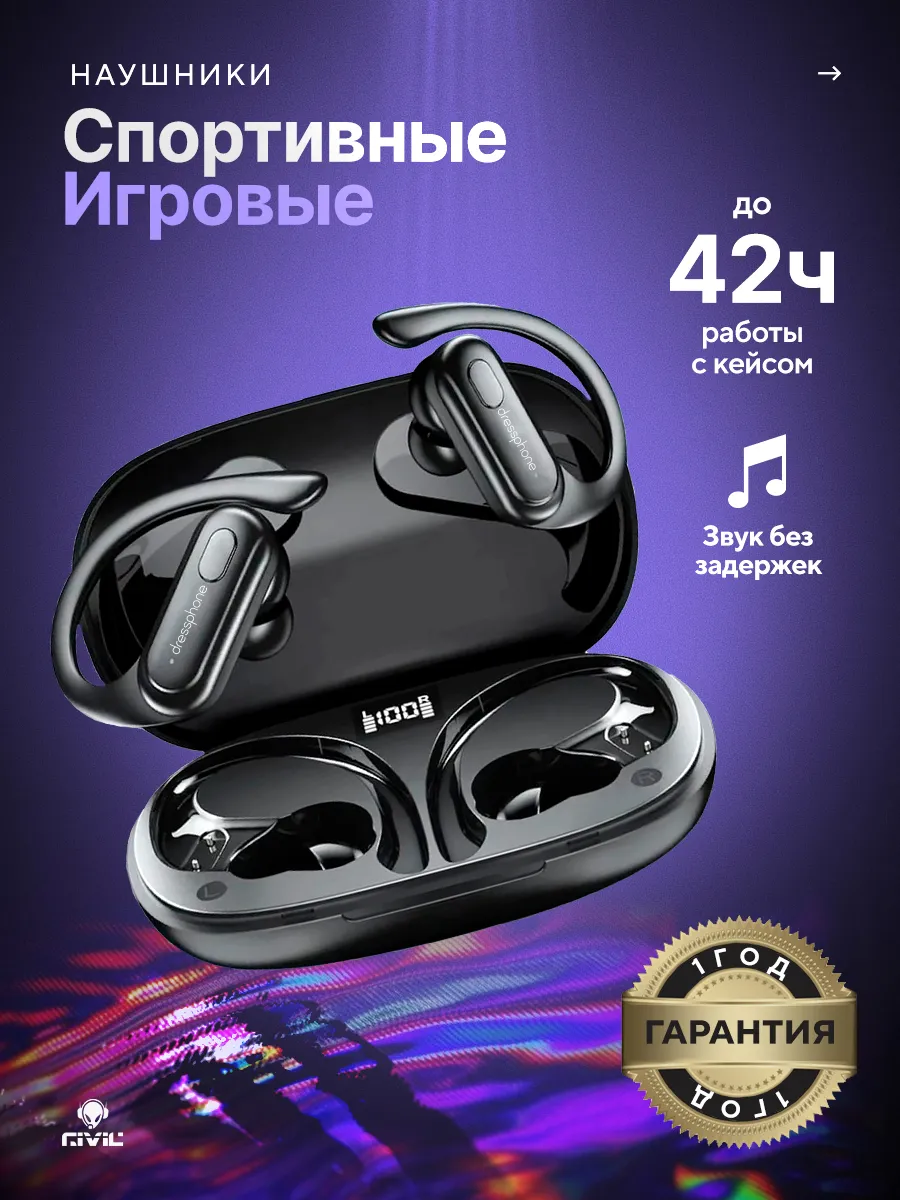 Беспроводные спортивные наушники для телефона с микрофоном