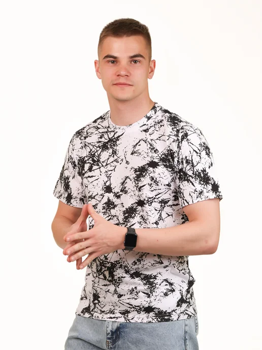 HAMZA SHOP Футболка мужская хлопок 100% с принтом большой размер, белый, фото 3