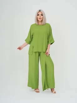 Костюм летний из льна больших размеров LIRUS FASHION 236988528 купить за 1 540 ₽ в интернет-магазине Wildberries