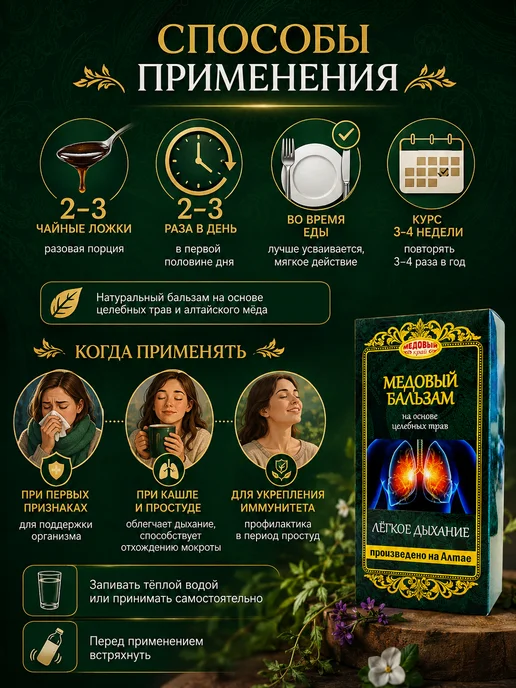 Медовый край Бальзам медовый Легкое дыхание на травах 250 мл, 250 мл, фото 3