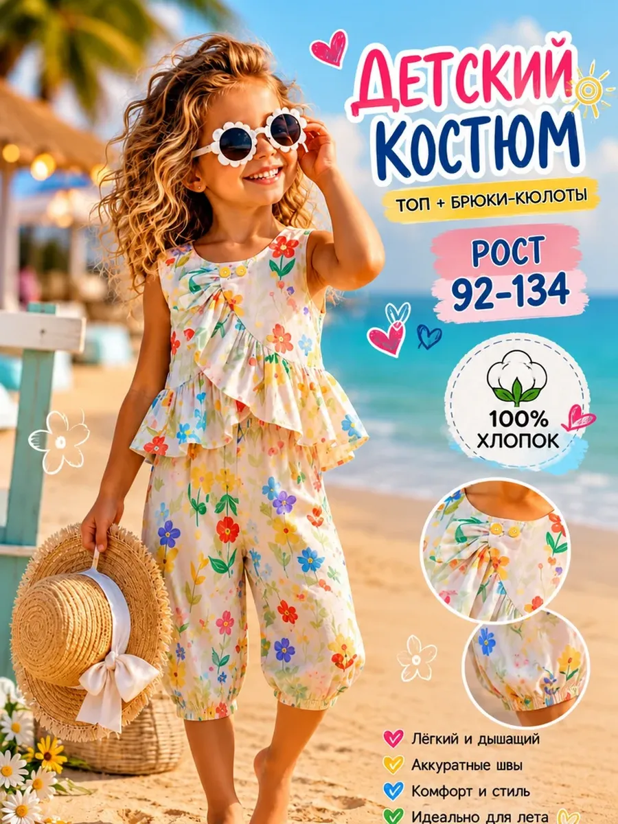 Летний костюм двойка блузка и брюки