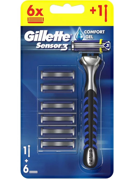 GILLETTE Бритва мужская станок для бритья Sensor3, серый, фото 5
