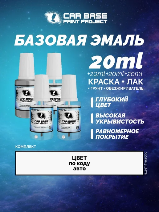 CAR BASE PAINT PROJECT PROTON 015 RED обезжириватель, грунт, база, лак) 80 мл, 80 мл