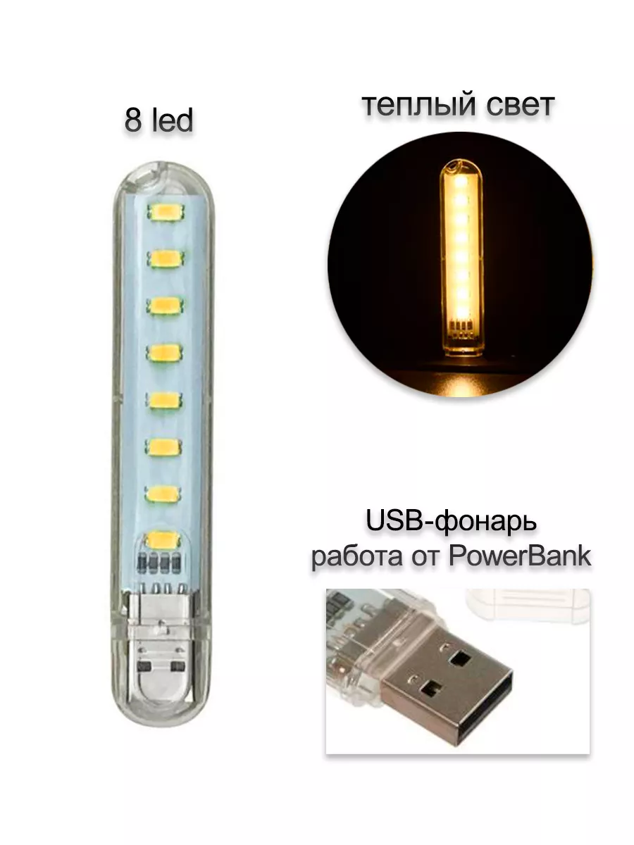 Карманный USB-фонарь переносной для кемпинга