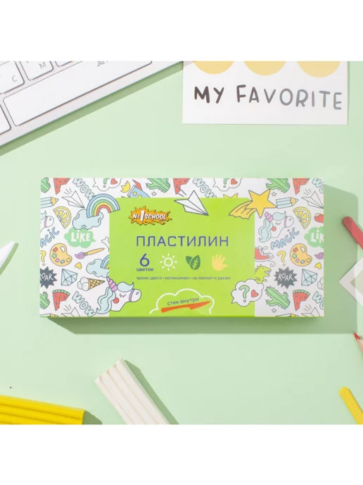 №1 School Пластилин Отличник, 6 цветов, 120г, со стеком, 3 набора, 6 цв., 120 г, фото 3