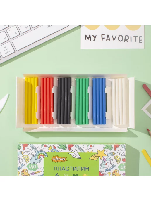 №1 School Пластилин Отличник, 6 цветов, 120г, со стеком, 3 набора, 6 цв., 120 г, фото 4