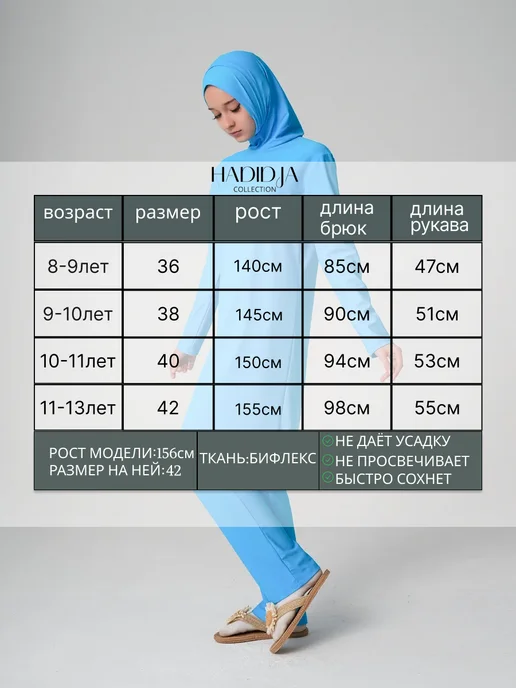 Hadidja collection костюм буркини, голубой, фото 2