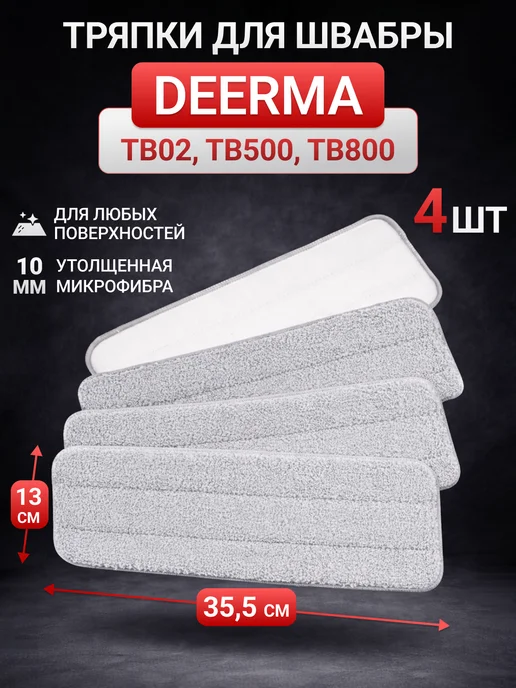 Элемент Тряпка насадка из микрофибры для швабры Deerma на липучке, серый