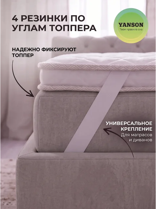YANSON Твои правила сна Матрас топпер 6 см кокос-пена ортопедический 80х190, 140x195, фото 6