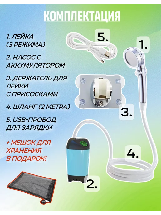 FreShower Портативный душ походный аккумуляторный, вариант, фото 3