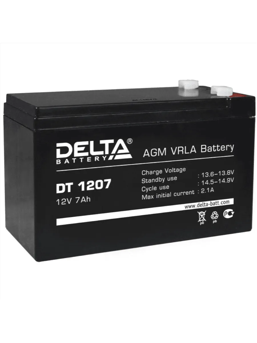 Аккумулятор акб 1207. Батарея для ИБП Delta DT 1207. Аккумулятор Delta 12v 7ah