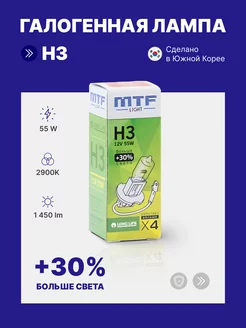 Галогенная лампа автомобильная H3 55w MTF 237238162 купить за 128 ₽ в интернет-магазине Wildberries