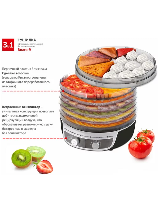 Великие Реки Сушилка для овощей Реки Волга-9 черно-белая, черный, фото 6