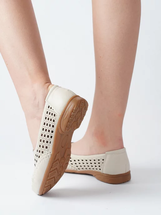 Комфорт SHOES Мягкие дышащие туфли для проблемных ног из экокожи, бежевый, фото 4