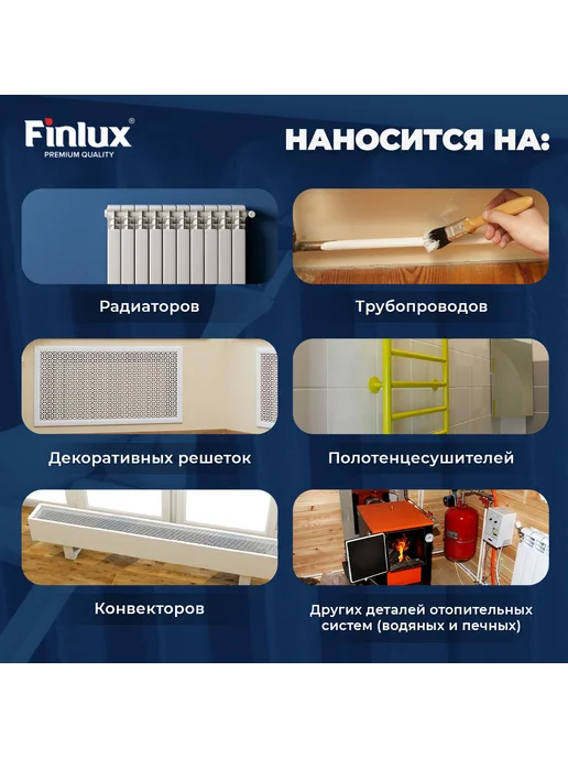 Finlux Акриловая краска эмаль по металлу Святозар-41 для радиаторов, белый, фото 4