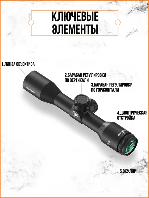 Discovery Optics (Дискавери Оптикс) Оптический прицел DISCOVERY MS 4X32 (кольца на л х), 4x32, фото 3