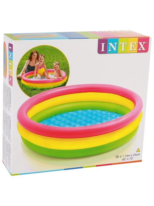 Intex Надувной бассейн Радуга с дном, 114x25 см, от 2 лет, 114x25 см, фото 4