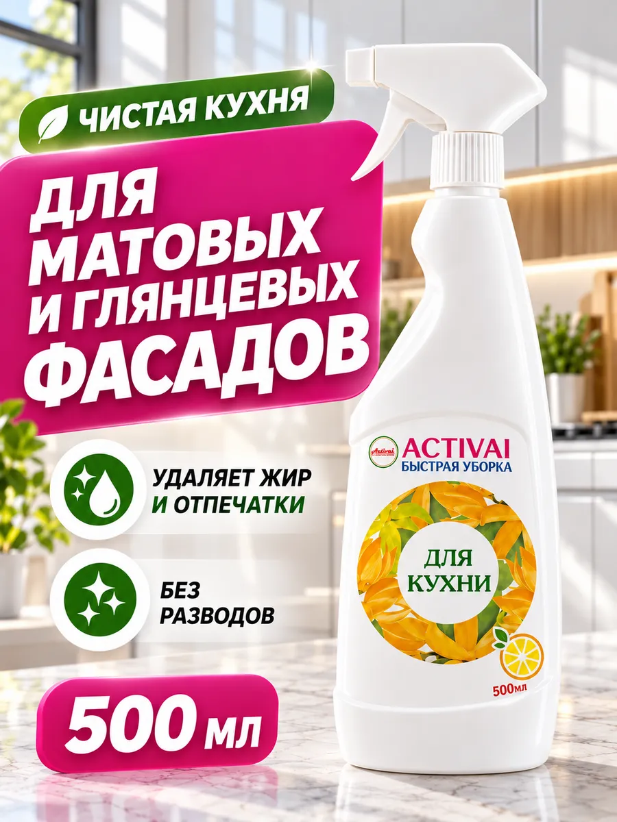 Чистящее моющее средство спрей для кухни уборки антижир
