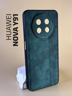 Чехол кожаный на Huawei Nova Y91 зеленый